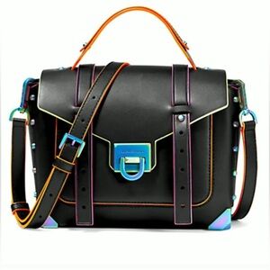 MICHAEL KORS Manhattan MD Contrast-Trim Leather Satchel LIKE NEW MSRP: $678.00